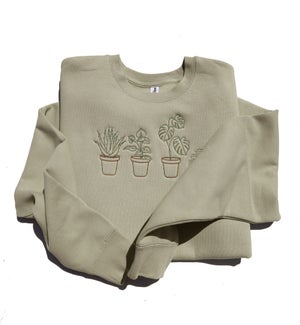House Plants Embroidered Crew